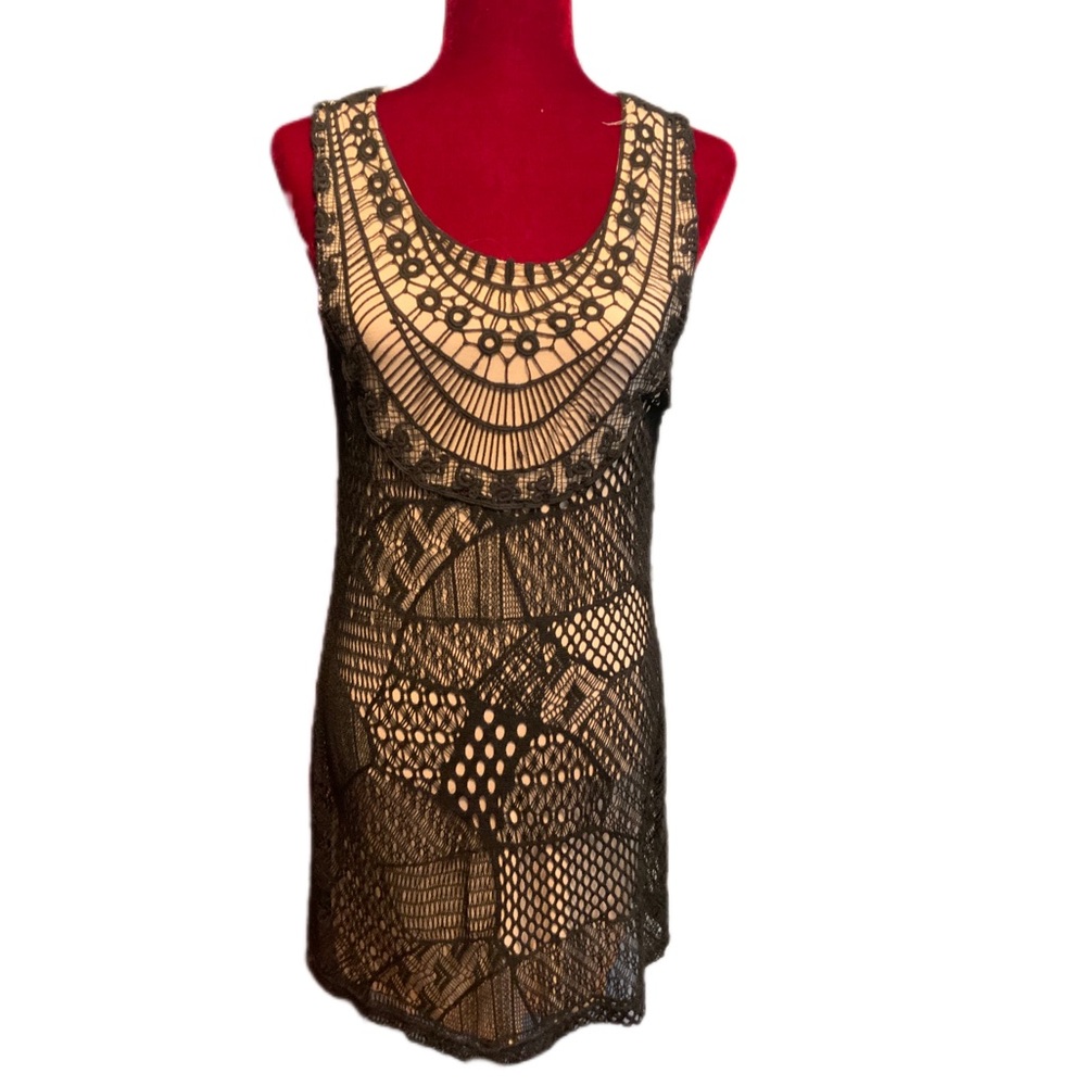 Super summer crochet style overlay dress by Cotton On, black and tan. Size M